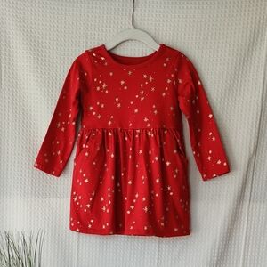 Garanimals Little Girls Red w/ Gold Stars Long Sleeve Casual Dress Size 2T